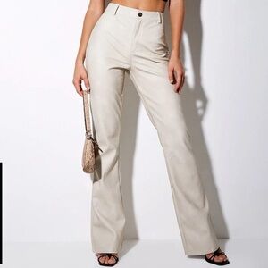 Motel Rocks Zoven Trouser Matte Stone Faux Leather Flare Pants - Size XS